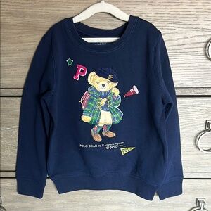 Ralph Lauren Navy Polo Bear Sweatshirt Kids Size 6 New